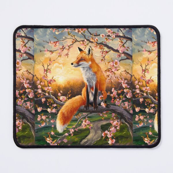 Item preview, Fox Portrait. Cherry blossom, floral fox, vintage fox, fox painting, Paul Cezanne style designed and sold by FoxVibes.