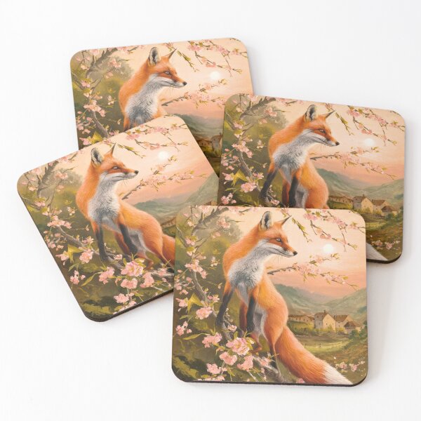 Artikelvorschau, Fuchs-Porträt. Kirschblüte, Blumenfuchs, Vintage-Fuchs, Fuchs-Malerei, Paul Cezanne-Stil entworfen und verkauft von FoxVibes.