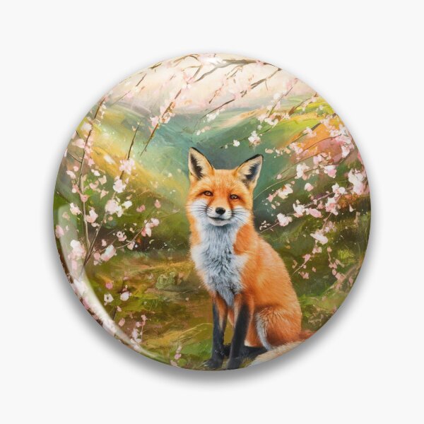 Artikelvorschau, Fuchs-Porträt. Kirschblüte, Blumenfuchs, Vintage-Fuchs, Fuchs-Malerei, Paul Cezanne-Stil entworfen und verkauft von FoxVibes.