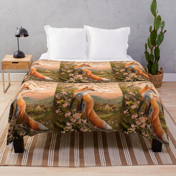 Artikelvorschau, Fuchs-Porträt. Kirschblüte, Blumenfuchs, Vintage-Fuchs, Fuchs-Malerei, Paul Cezanne-Stil entworfen und verkauft von FoxVibes.