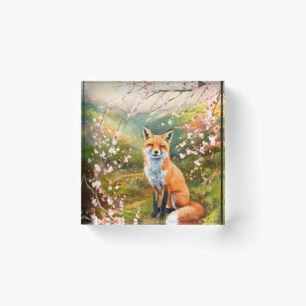 Artikelvorschau, Fuchs-Porträt. Kirschblüte, Blumenfuchs, Vintage-Fuchs, Fuchs-Malerei, Paul Cezanne-Stil entworfen und verkauft von FoxVibes.