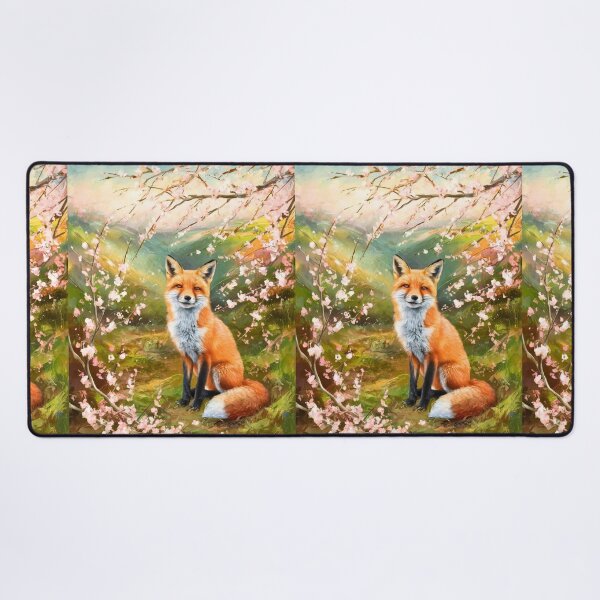 Item preview, Fox Portrait. Cherry blossom, floral fox, vintage fox, fox painting, Paul Cezanne style designed and sold by FoxVibes.