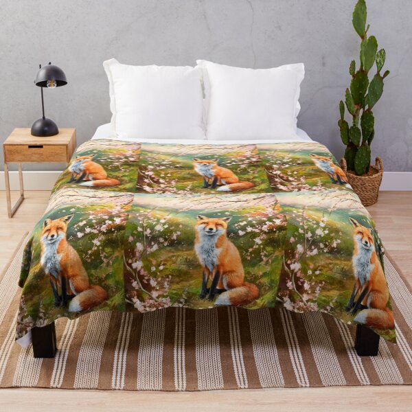 Artikelvorschau, Fuchs-Porträt. Kirschblüte, Blumenfuchs, Vintage-Fuchs, Fuchs-Malerei, Paul Cezanne-Stil entworfen und verkauft von FoxVibes.