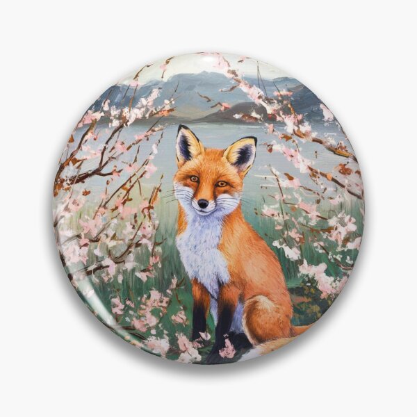Artikelvorschau, Fuchs-Porträt. Kirschblüte, Blumenfuchs, Vintage-Fuchs, Fuchs-Malerei, Paul Cezanne-Stil entworfen und verkauft von FoxVibes.