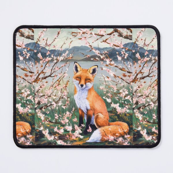 Item preview, Fox Portrait. Cherry blossom, floral fox, vintage fox, fox painting, Paul Cezanne style designed and sold by FoxVibes.