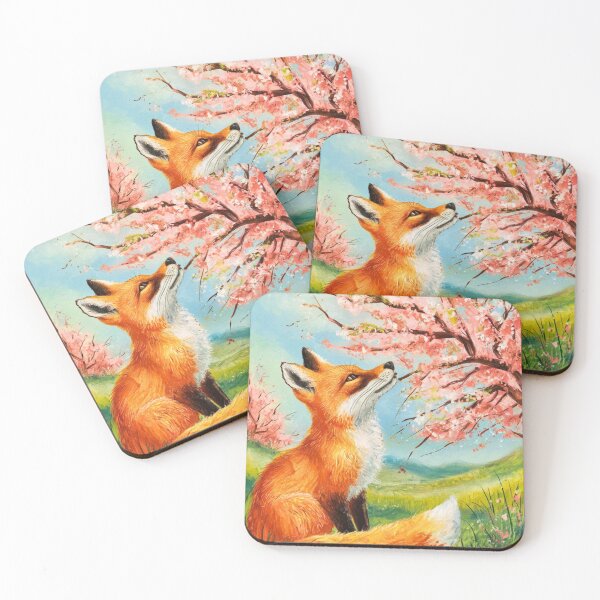 Artikelvorschau, Fuchs-Porträt. Kirschblüte, Blumenfuchs, Vintage-Fuchs, Fuchs-Malerei, Paul Cezanne-Stil entworfen und verkauft von FoxVibes.