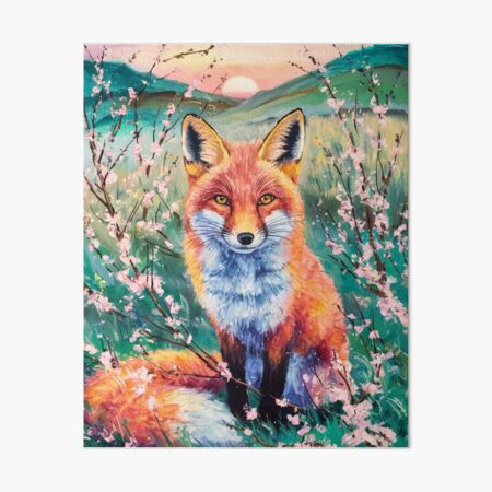 Item preview, Fox Portrait. Cherry blossom, floral fox, vintage fox, fox painting, Paul Cezanne style designed and sold by FoxVibes.