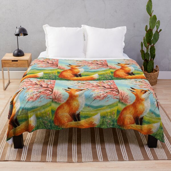 Artikelvorschau, Fuchs-Porträt. Kirschblüte, Blumenfuchs, Vintage-Fuchs, Fuchs-Malerei, Paul Cezanne-Stil entworfen und verkauft von FoxVibes.