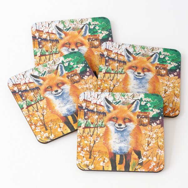 Artikelvorschau, Fuchs-Porträt. Kirschblüte, Blumenfuchs, Vintage-Fuchs, Fuchs-Malerei, Paul Cezanne-Stil entworfen und verkauft von FoxVibes.