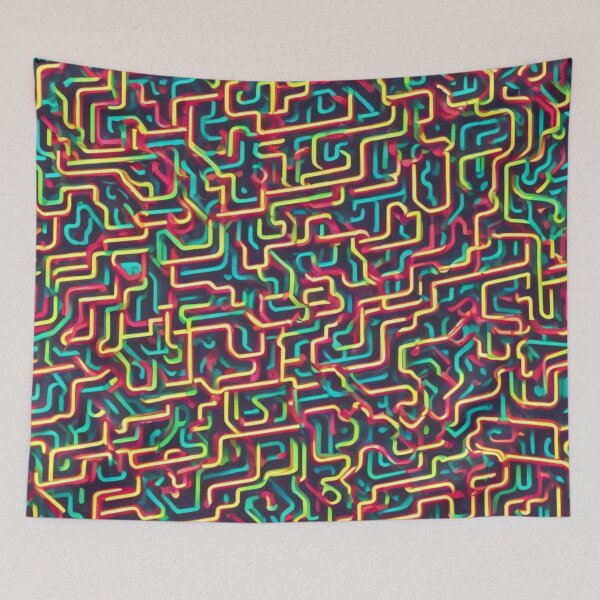 Item preview, Abstract Colorful Neon Lights Maze designed and sold by calibrit.