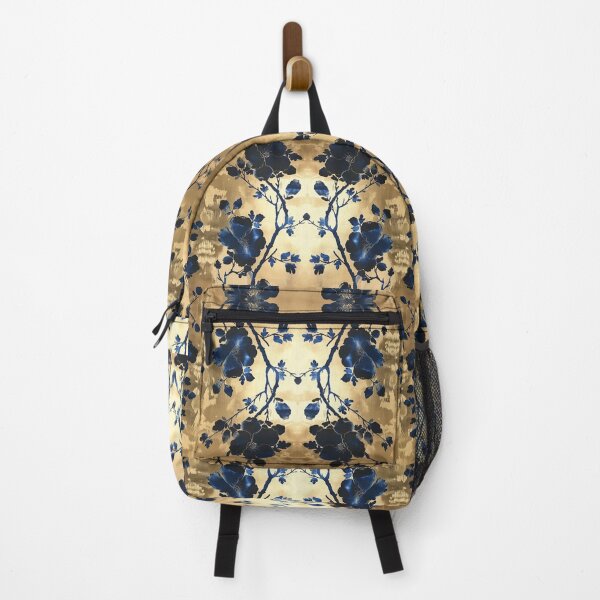 Item preview, Blue flower on Gold "Style A" designed and sold by DesignVistaHub.