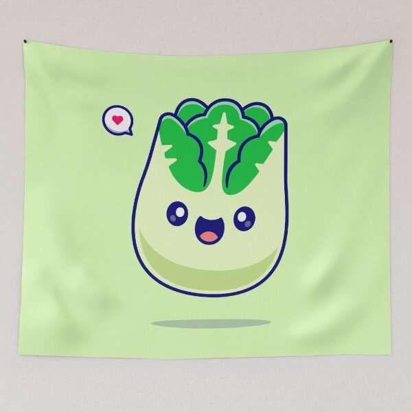 Item preview, Cute Green Mustard Lettuce Smile Cartoon Vector Icon Illustration Food Nature Isolated Flat Vector designed and sold by hjian8219.