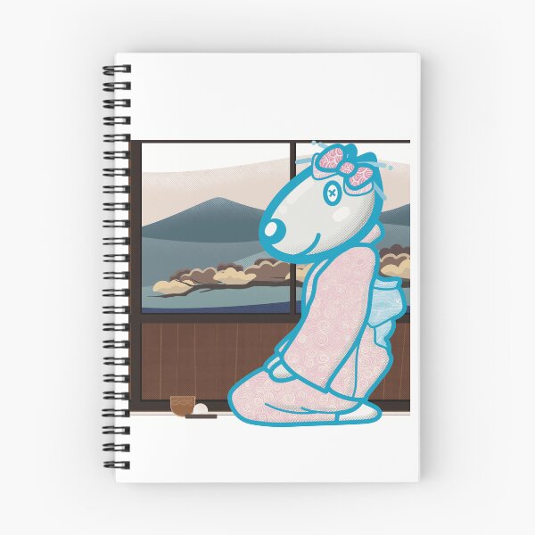 Item preview, Cute dog wearing a Kimono enjoy japanese tea and treat with bonsai and mountain background.  designed and sold by tennstudio.