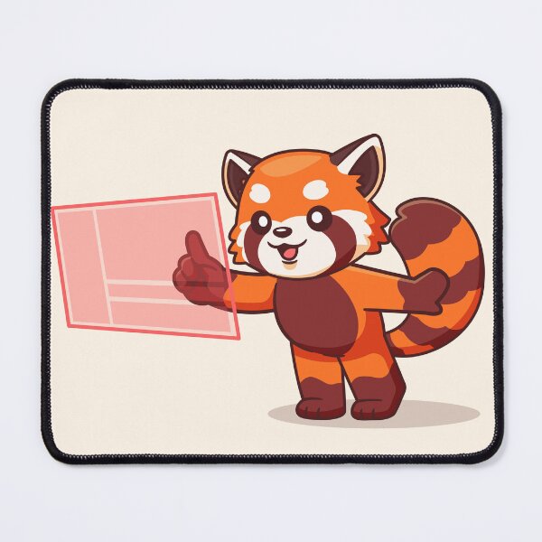 Item preview, Cute Red Panda Touching Digital Screen Hologram: Tech-Savvy Cartoon Vector Icon designed and sold by hjian8219.