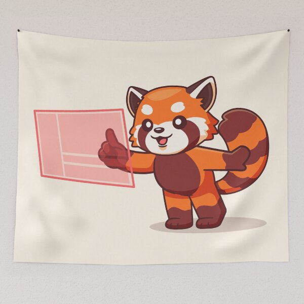 Item preview, Cute Red Panda Touching Digital Screen Hologram: Tech-Savvy Cartoon Vector Icon designed and sold by hjian8219.