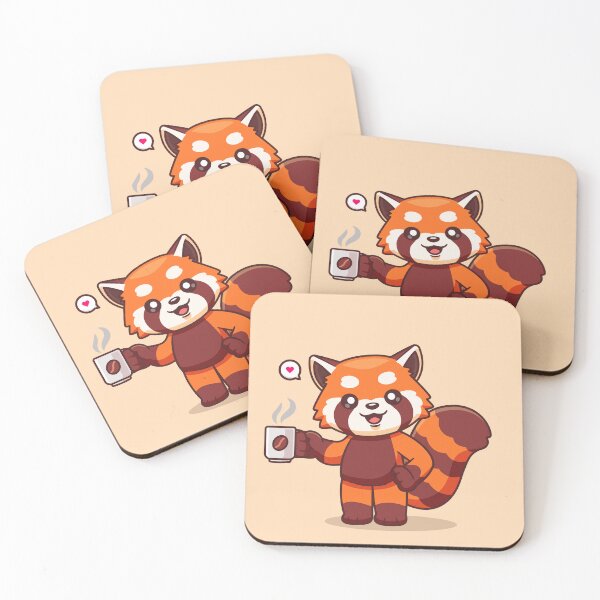 Item preview, Cute Red Panda Drinking Coffee: Adorable Cartoon Vector Icon" designed and sold by hjian8219.