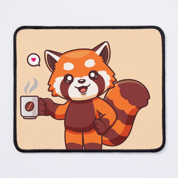 Item preview, Cute Red Panda Drinking Coffee: Adorable Cartoon Vector Icon" designed and sold by hjian8219.