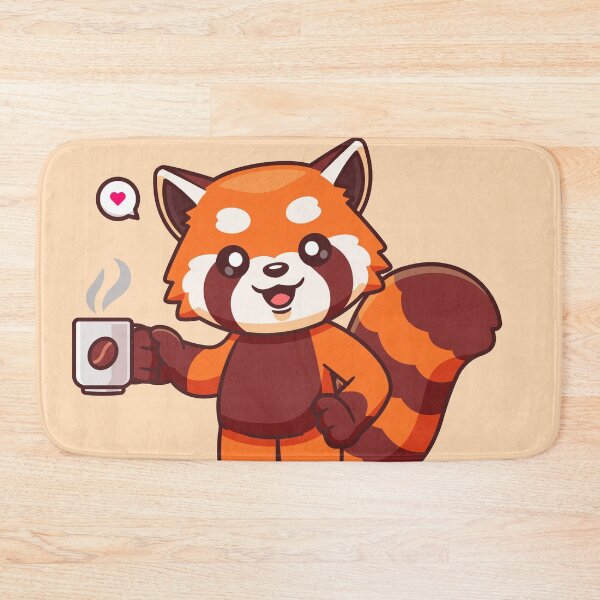 Item preview, Cute Red Panda Drinking Coffee: Adorable Cartoon Vector Icon" designed and sold by hjian8219.