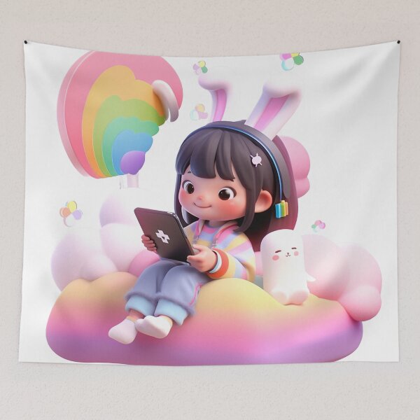 Item preview, Cloud Rainbowe y una linda chica designed and sold by Nanthikan.