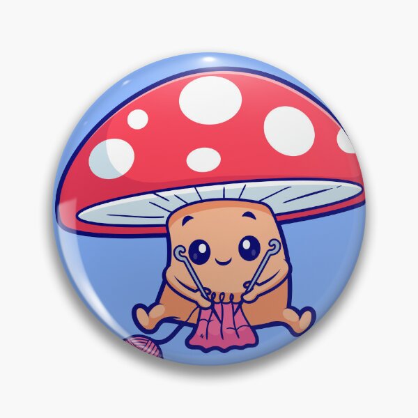 Item preview, Cute Mushroom Knitting Fabric: Adorable Cartoon Vector Icon designed and sold by hjian8219.