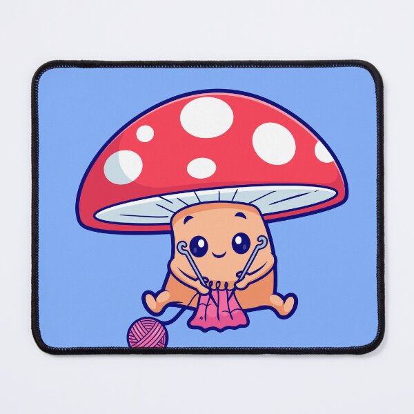 Item preview, Cute Mushroom Knitting Fabric: Adorable Cartoon Vector Icon designed and sold by hjian8219.