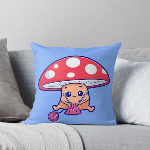 Item preview, Cute Mushroom Knitting Fabric: Adorable Cartoon Vector Icon designed and sold by hjian8219.