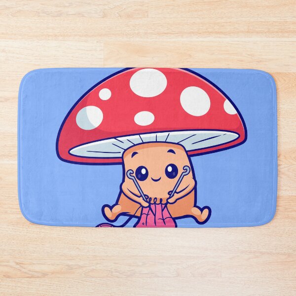 Item preview, Cute Mushroom Knitting Fabric: Adorable Cartoon Vector Icon designed and sold by hjian8219.