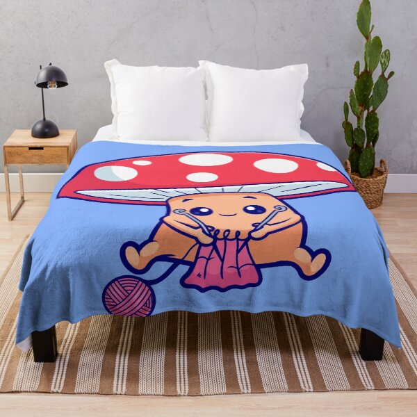 Item preview, Cute Mushroom Knitting Fabric: Adorable Cartoon Vector Icon designed and sold by hjian8219.