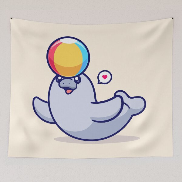 Item preview, "Cute Seal Playing Beach Ball: Adorable Cartoon Vector Icon designed and sold by hjian8219.