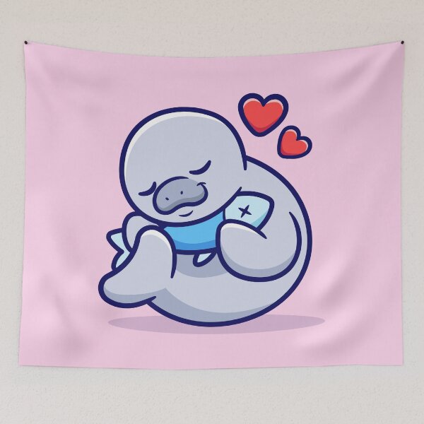 Item preview, "Cute Seal Hugging Fish: Adorable Cartoon Vector Icon designed and sold by hjian8219.