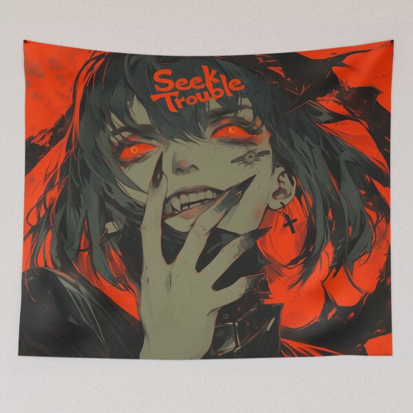 Item preview, Seek Trouble Anime poster designed and sold by Nowshin Tasnim.