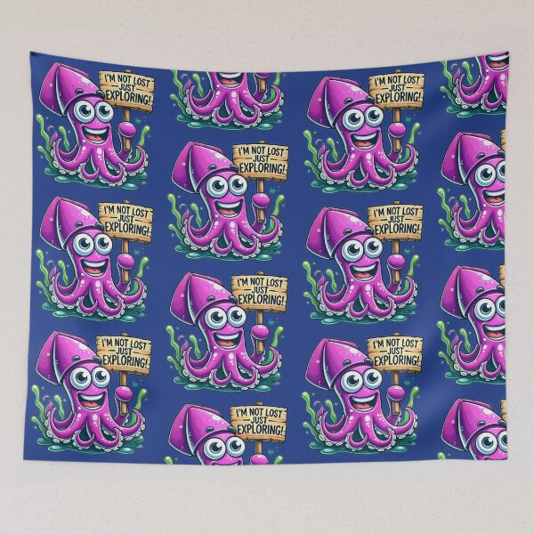 Item preview, Exploring Cartoon Squid - Fun and Adventurous Ocean Design designed and sold by Marvvinekk.