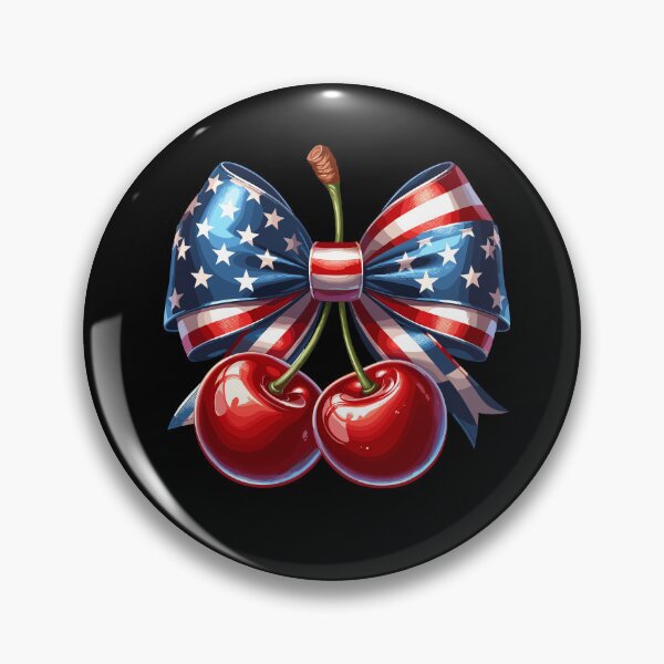 Item preview, 4th of July Celebration Cherries with Bows Patriotic American designed and sold by Dressed For  Duty.