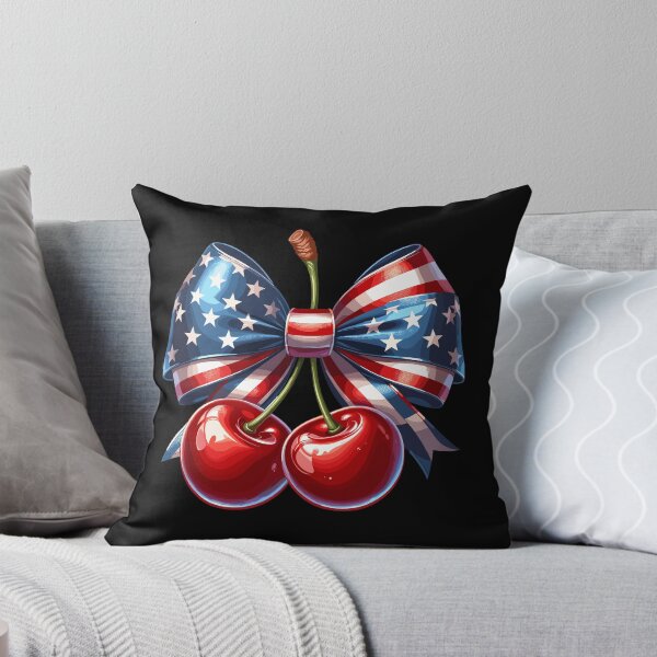 Item preview, 4th of July Celebration Cherries with Bows Patriotic American designed and sold by Dressed For  Duty.