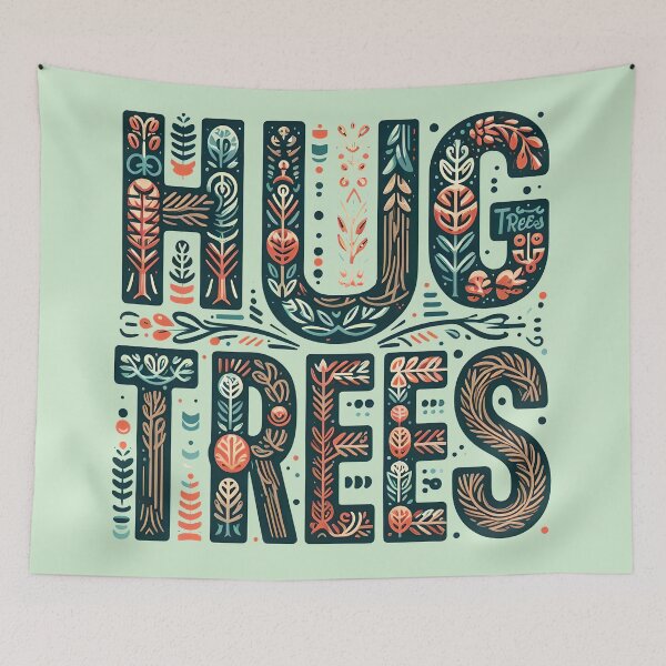 Item preview, Hug Trees, typography designed and sold by maxmaj.