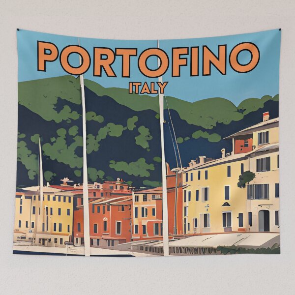 Artikelvorschau, Portofino Italien Reisekunst Retro entworfen und verkauft von ZionPosteria.