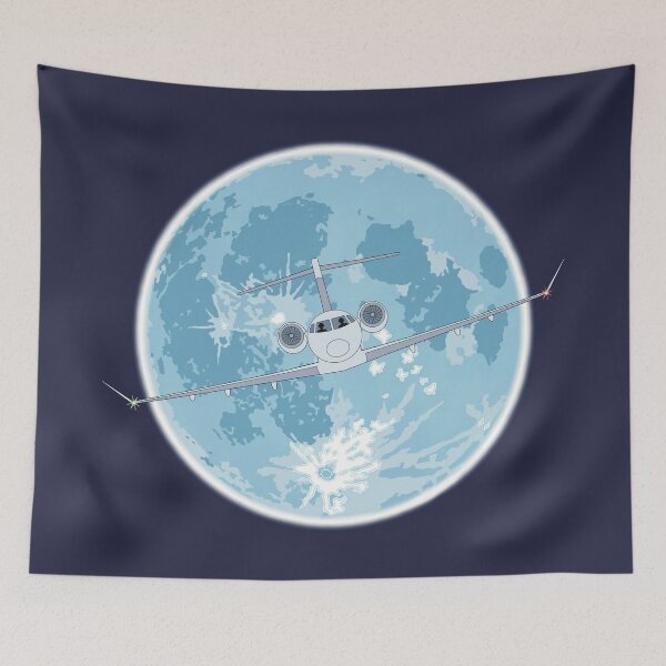 Item preview, Bombardier Challenger 350 Jet Blue Moon Night Flight Design designed and sold by skye-studio.