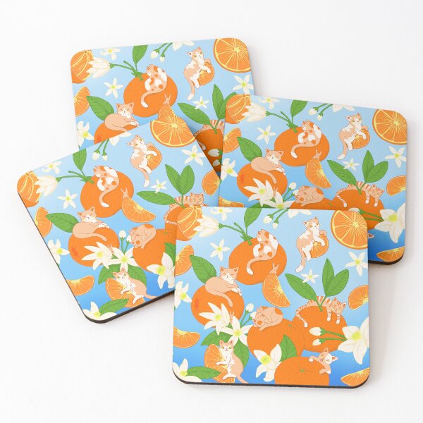 Item preview, Mandarin Orange Meows: Cats and Mandarins designed and sold by Marta Tesoro.