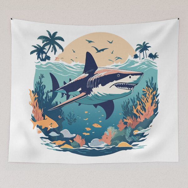 Item preview, Shark at the bottom of the sea designed and sold by livvestudio.