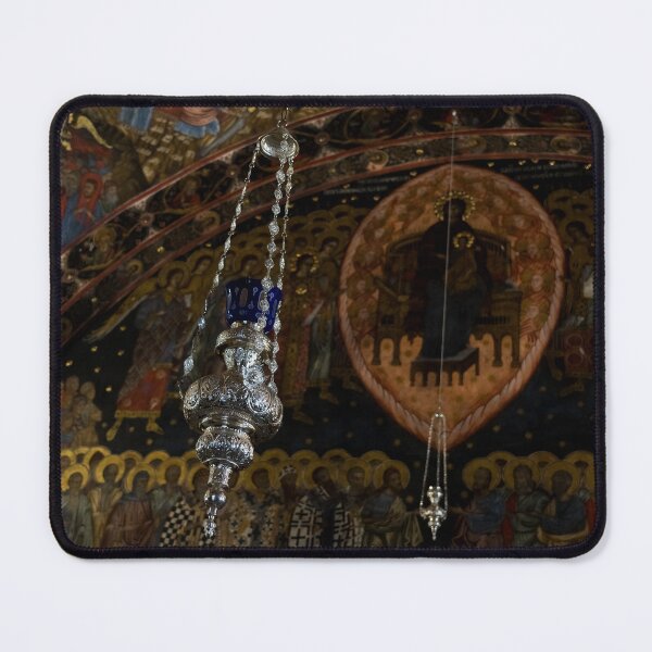 Item preview, Silver Vigil Lamps with Frescoes of the Madonna and Many Saints designed and sold by Georgia Mizuleva.