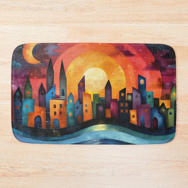 Item preview, Colorful Whimsical Cityscape designed and sold by NeoNebulaArt.