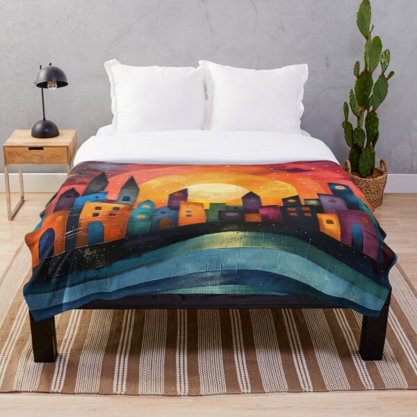 Item preview, Colorful Whimsical Cityscape designed and sold by NeoNebulaArt.