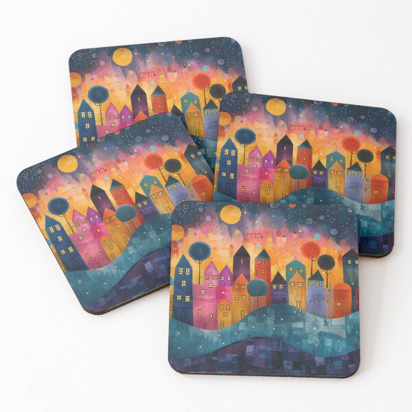 Item preview, Colorful Whimsical Cityscape designed and sold by NeoNebulaArt.