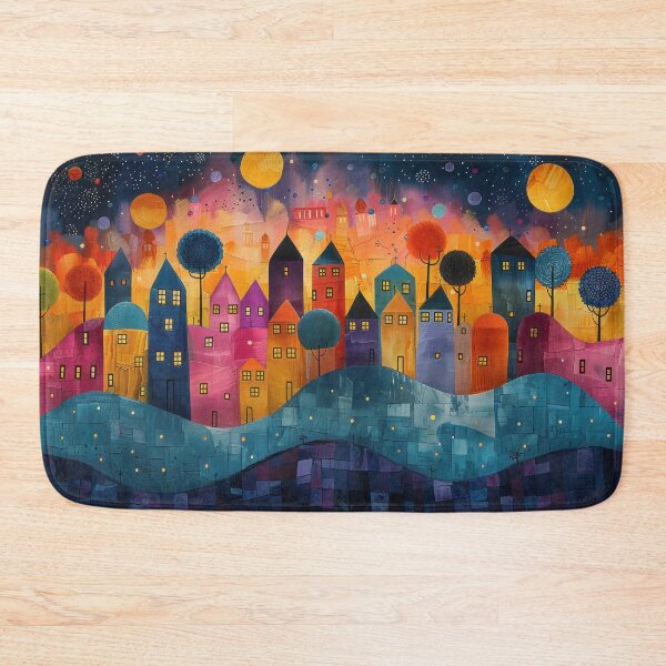 Item preview, Colorful Whimsical Cityscape designed and sold by NeoNebulaArt.