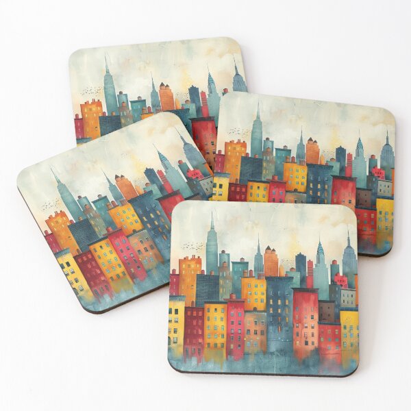 Item preview, Colorful Whimsical Cityscape designed and sold by NeoNebulaArt.