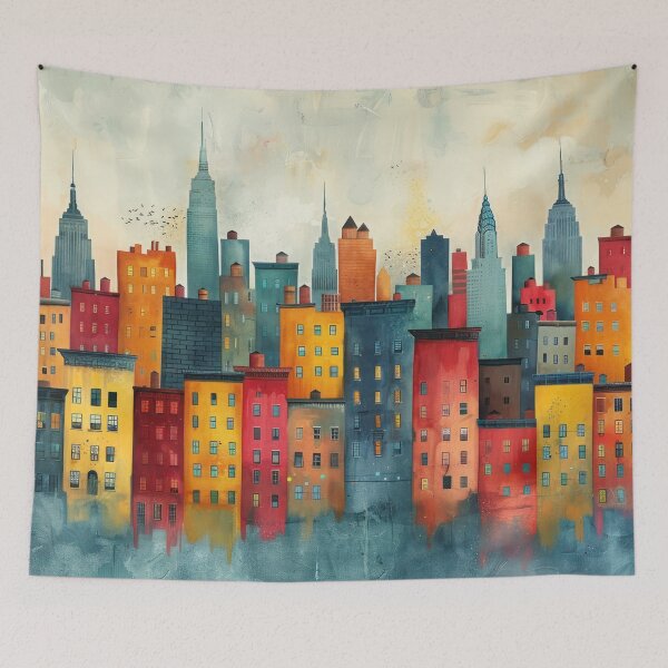 Item preview, Colorful Whimsical Cityscape designed and sold by NeoNebulaArt.