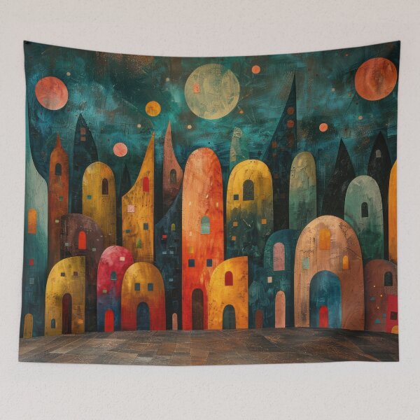 Item preview, Colorful Whimsical Cityscape designed and sold by NeoNebulaArt.