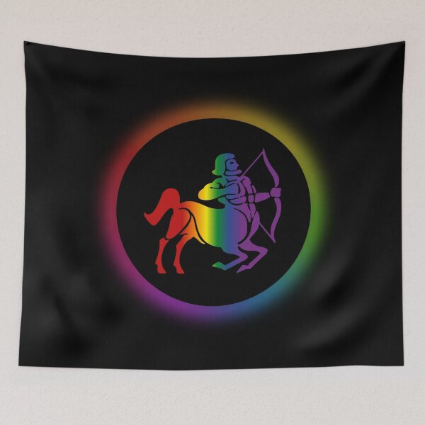 Item preview, Sagittarius Star Sign Graphic LGBTQ, Sagittarius Symbol graphic with rainbow background, Horoscope Unisex T-shirt, LGBTQ Astrology tees gift ideas, Astrology tees,  designed and sold by PrideBeProud.