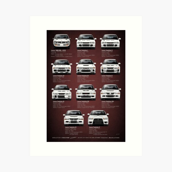 Artikel-Vorschau von Lancer Evolution – Heritage – v2 Spec Poster, designt und verkauft von m-arts.