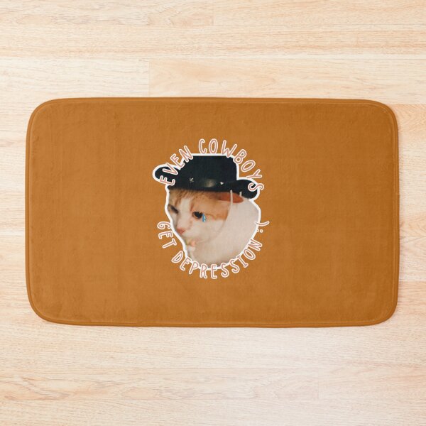 Item preview, Even Cowboys Get Depression :( Cat Sticker designed and sold by M0useketeer.